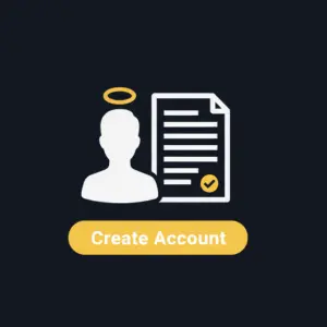 Der „Konto erstellen“-Button von Bitguruz zeigt ein Benutzer-Icon und ein Dokumentensymbol und lädt dich zur Registrierung ein.