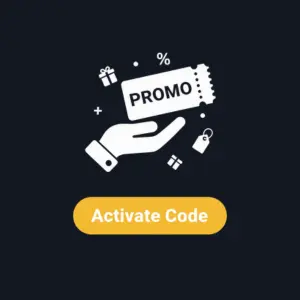 Die Bitguruz-Schaltfläche „Code aktivieren“ zeigt eine Hand mit einem Aktionsschein und ermöglicht es dir, deinen Aktionscode einzulösen.