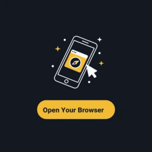 Bitguruz phone icon with a browser screen showing the 'Open Your Browser' call-to-action button.