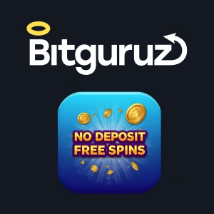 The Bitguruz logo appears with a "NO DEPOSIT FREE SPINS" icon, highlighting the free spins offer with an exciting visual of a slot game.